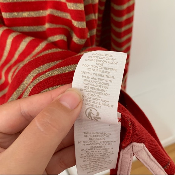 Boden Red Gold Metalic Stripes Long Sleeve Top Size 18 - Picture 9 of 9